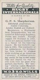1929 Wills's Rugby Internationals #23 Phil Macpherson Back